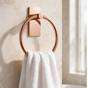 Porte-serviette mural en or rose, support de serviette de bain, anneau rond pour toilettes, spa, hôtel - Product Image 2