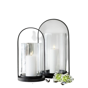 Farol de metal dorado y vidrio con asa, resistente al calor, para decoración del hogar, portavelas tipo huracán, en oferta. - Product Image 5