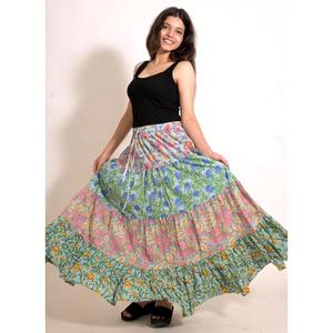 Cotton Patchwork <b>Full</b> Length <b>Skirt</b> Handmade Bohemian <b>Maxi</b> <b>Skirt</b> Travel & Resort Wear - Product Image 3