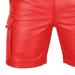 Shorts cargo rouges pour hommes avec poches, fermeture éclair, style décontracté, taille mi-haute, longueur courte - Product Image 3