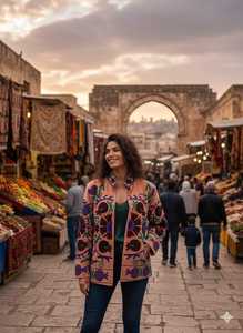Eleva tu estilo con una chaqueta de terciopelo bordada de lujo, abrigo floral bohemio para mujer, abrigo corto hecho a mano con diseño Suzani para festivales. - Product Image 4