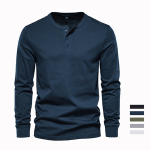 Men's Olive Green Long Sleeve <b>Henley</b> <b>Shirt</b> Regular Fit 100% Cotton Knitted Casual Button Up Collar Autumn Wear - Product Image 4