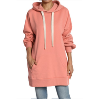Premium Kalite Kadın Günlük Kapüşonlu Sweatshirtler Özel Büyük Beden Kışlık Dokuma %100 Polyester Düz Astarlı Cepli Uzun Kollu Önü Açık