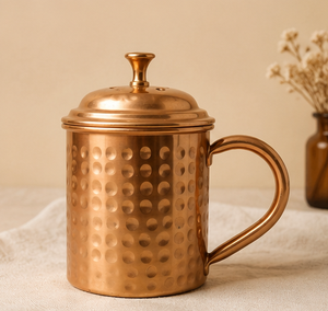 Hammered Pure <b>Copper</b> Mug with Lid – Handmade <b>Copper</b> Drinking <b>Cup</b> for Water, Tea, Coffee & Ayurvedic Use - Product Image 5