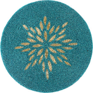 TOP QUALITY UNIQUE LEAF DESIGN HANDMADE GLASS <b>BEADED</b> TABLE <b>PLACEMATS</b> at WHOLESALE PRICE Embroidered - Product Image 1