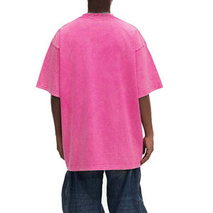 Nueva camiseta de marca de moda urbana, lavada y con efecto desgastado, estampada digitalmente, holgada, de manga corta y tela gruesa para hombre. - Product Image 6