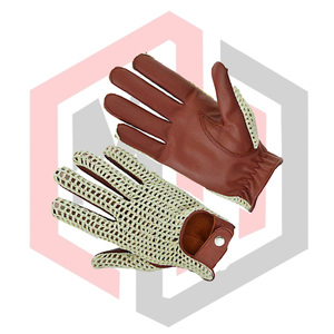 Guantes de Seguridad de Cuero para Conducir, Tejidos, Color Marrón Claro, Antideslizantes, Transpirables, Anticorte, Antiestáticos, con Muñequera Ajustable para Hombre - Product Image 2