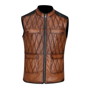 Chaleco de Motocicleta Reversible de Cuero Genuino Resistente al Viento con Cierre de Cremallera, Estilo Motero de Invierno, Fabricante de Chalecos Personalizados OEM - Product Image 5