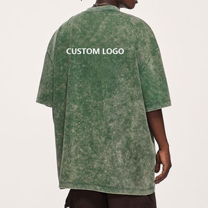 T-shirts personnalisés pour hommes en coton épais 100% délavé à l'acide, coupe oversize, respirants, col rond, manches courtes imprimées, style streetwear, couleur unie - Product Image 3