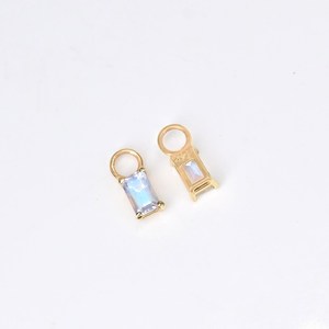Boucles d'oreilles en argent sterling 925 plaqué or 14 carats avec pierre de lune arc-en-ciel taille émeraude, bijoux fins pour femmes - Product Image 6