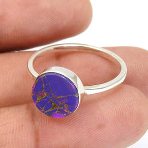 Trendy Fashion <b>Finger</b> <b>Ring</b> Oxidized With Bezel Set Round Cut Purple Copper Turquoise Gemstone 925 Sterling Silver Bohemian <b>Ring</b> - Product Image 2