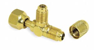Conector en T de latón con rosca macho inversa para tuberías de gas, tipo flare (AOL-170) - Product Image 2
