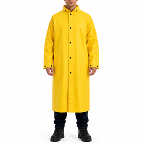 Factory Price <b>Men</b> Raincoat Long Waterproof Outdoor Hooded Rain Jacket Wholesale Heavy Duty Workwear <b>Mens</b> Rain <b>Trench</b> <b>Coat</b> <b>Coat</b> - Product Image 1