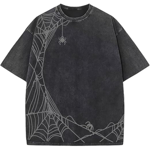 T-shirt Homme 220 GSM en Coton Lourd, Délavé à l'acide, Coupe Oversize, Motif Cracked Earth, Streetwear, Épaules Tombantes, Vente en Gros OEM - Product Image 4