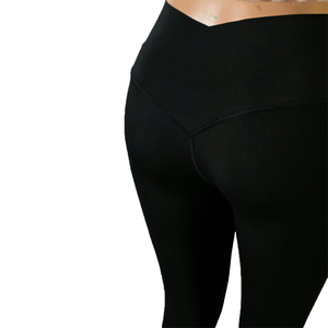 Super doux et confortable, taille mi-haute élastique, effet froncé personnalisé aux fesses, pour femme, en polyester et élasthanne brossé double face, toucher beurré, couleur unie - Product Image 2