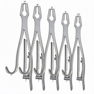 Juego de 5 Pinzas Manuales para Sujeción de Huesos, 5.5" y 17", 2x2 Dientes, con Trinquete, Ortopédicas, de Acero Inoxidable, Instrumentos con Certificación CE - Product Image 1