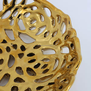 Grand panier de rangement rond en fil métallique doré fait à la main Bol à fruits élégant pour la décoration intérieure et l'artisanat naturel poli - Product Image 5