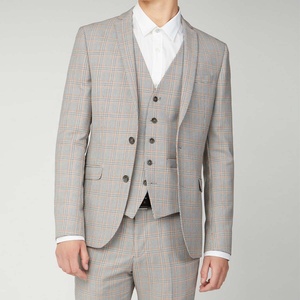 Men's Fashion <b>3</b>-Piece Slim Fit Wedding Business Suit Classic Color Two Buttons Blazer Waistcoat Pant Wool Viscose Anti-Wrinkle - Product Image 2