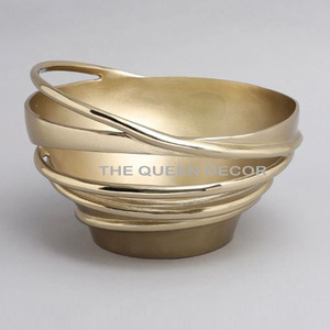 Bol de service en acier inoxydable et laiton poli brillant, forme pomme, pour cuisine, maison, mariages et fêtes - Product Image 6
