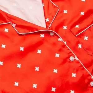 Ensemble de pyjama décontracté pour femme avec col roulé imprimé, manches longues, taille élastique, respirant, en polyester/coton, coupe ample - Product Image 5