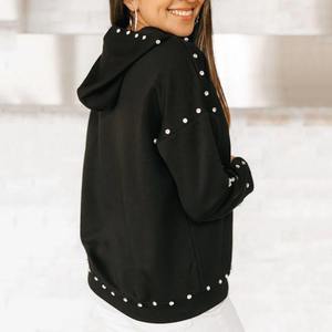 Service OEM – Nouveaux sweats à capuche respirants en coton et polyester à manches longues avec strass, design oversize pour l'hiver, personnalisables en noir - Product Image 3