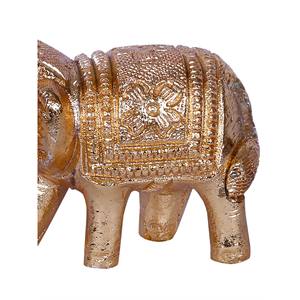 Petite statue d'éléphant marchant en laiton plaqué or de 2 pouces fabriquée en Inde Belle sculpture pour affichage - Product Image 3