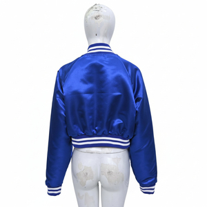 Custom OEM <b>Women</b> Short Baseball <b>Jacket</b> <b>Quilted</b> Lined Letterman Outerwear - Product Image 6