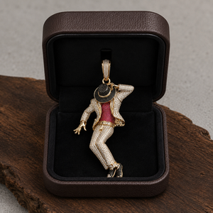 Colgante Personalizado de Bailarín Hip Hop con Micro Pavé de Diamantes de Imitación, Chapado en Oro sobre Plata 925, con Diamantes de Laboratorio y Moissanita, Estilo Celebridad - Product Image 3