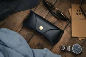 Genuine Leather <b>Glasses</b> Pouch Luxury Soft Cowhide Spectacles <b>Case</b> <b>Slim</b> Handmade Travel Sunglasses Cover Bag LGC-0177 - Product Image 4