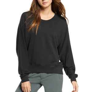 Women's <b>Black</b> <b>Crew</b> <b>Neck</b> <b>Sweatshirt</b> Drop Shoulder Long Sleeve Casual Pullover Top - Product Image 5