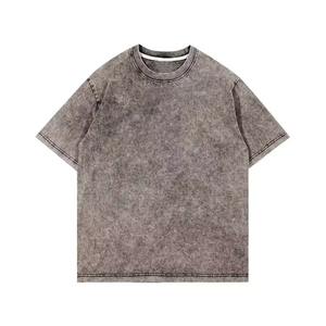 T-shirt à manches courtes coupe ajustée délavé à l'acide avec logo personnalisé pour homme, streetwear vintage de haute qualité 100% coton, grandes tailles - Product Image 6