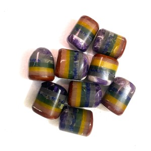 Pierres Roulées Polies en Forme Carrée de Pierres Précieuses Superposées Chakra Bonded, Cristal de Guérison Feng Shui, Artisanat d'Art de Collection - Product Image 2