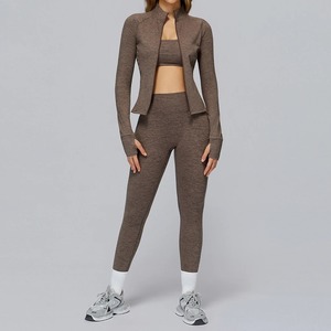<b>Women's</b> Yoga <b>Suit</b> Gym Set High Waist Legging & Sports Bra with Print Front Logo for Fitness Running & Workout - Product Image 6