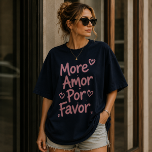 T-shirt décontracté pour femme, coupe oversize, col rond, épaules tombantes, manches mi-longues, respirant, tricoté, imprimé par transfert thermique, 100% coton, 180g - Product Image 1
