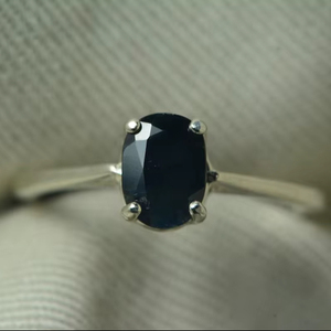 Certified Midnight Blue Sapphire Ring Sterling Silver Solitaire Natural September Birthstone Jewelry <b>Gift</b> For Her - Product Image 1
