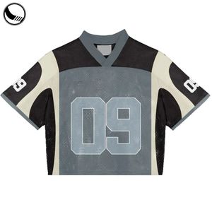 Impression par transfert thermique par sublimation, col en V, manches courtes, 100% polyester respirant, nom et numéro de l'équipe, maillot de football - t-shirt - Product Image 1