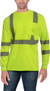 Chemises de travail à manches longues à col rond de haute qualité, personnalisables avec logo, séchage rapide, bande réfléchissante, impression numérique haute visibilité, best-seller - Product Image 2