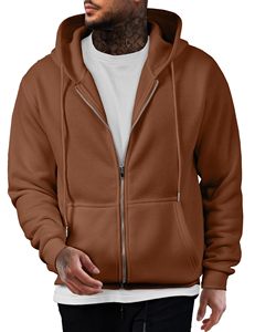 Customize Hoodie Hot Selling Winter Blank Hoodies Customize Hoodies Tan Colour 100% Cotton <b>Fleece</b> Ykk Zipper Zipup Hoodies - Product Image 2