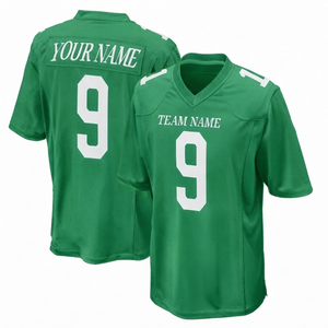 Camiseta de Fútbol Americano Personalizada al por Mayor, Verde, Sublimada, de Poliéster, Cuello en V, Manga Corta, Ajuste Atlético, Transpirable, Calidad Premium - Product Image 1