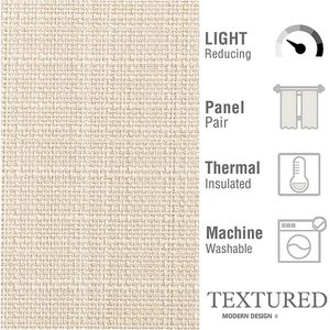 84-Inch Beige Linen Textured <b>Window</b> Curtain Set Light Filtering Grommet Top 2 <b>Panels</b> for Bedroom & Living Room - Product Image 2