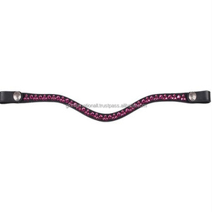 Diamantes de imitación coloridos, banda de cuero premium ajustada para cejas de caballo en todos los tamaños con lazos ajustables, precio al por mayor personalizado - Product Image 3