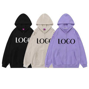 Sudadera con capucha personalizada para hombre, de algodón 100% grueso, impermeable, de secado rápido, transpirable, con cremallera completa y logotipo de marca, estilo pullover. - Product Image 1