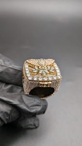 Anillo de Plata 925 de Lujo con Moissanita, Diseño de Águila, Chapado en Oro Amarillo, Estilo Hip Hop, Anillo Grueso para Hombre - Product Image 2