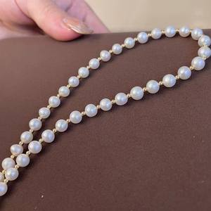 สร้อยคอไข่มุกน้ำจืด 6-7 มม. ดีไซน์หรูหรา สายคล้องคอแบบหัวเข็มขัด OT  ความยาว 40 ซม.  ลดราคา - Product Image 4