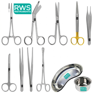 ชุดเครื่องมือผ่าตัด RWS INSTRUMENTS 11 ชิ้น - ชุดอุปกรณ์ดูแลบาดแผลและถาดไตสำหรับโรงพยาบาล ทำจากเหล็กกล้าไร้สนิมระดับมืออาชีพ - Product Image 1