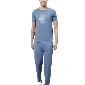 Conjunto Deportivo de Verano para Hombre, Diseño Moderno, Corte Ajustado, Color Azul, en Oferta, Camiseta de Cuello Redondo y Pantalones - Product Image 1