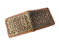 Dompet Kulit Asli Pria Buatan Tangan Warna Hijau Hutan Anti RFID Lapisan Nilon Motif Hewan Kancing Pendek Multi-Fungsi Besar