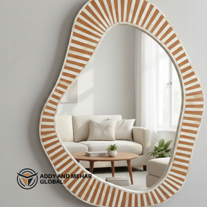 Espejo de Pared Cuadrado Art Deco de MDF Hecho a Mano con Rayas Irregulares, Espejo de Pared Decorativo Moderno y Ecológico para Bodas - Product Image 6