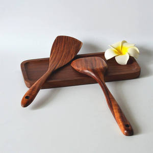 Ensemble de spatules en bois, 2 pièces, ustensiles de cuisine en teck faits à la main, outils de cuisine antiadhésifs, sans danger pour les aliments - Product Image 1