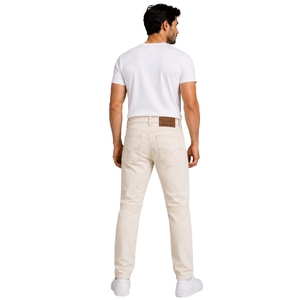 Custom Ivory <b>Mens</b> Slim Fit Biker Jeans <b>Stretch</b> Denim Pants Ribbed Knee Detail Casual Streetwear Fashion Trousers With Pockets - Product Image 2